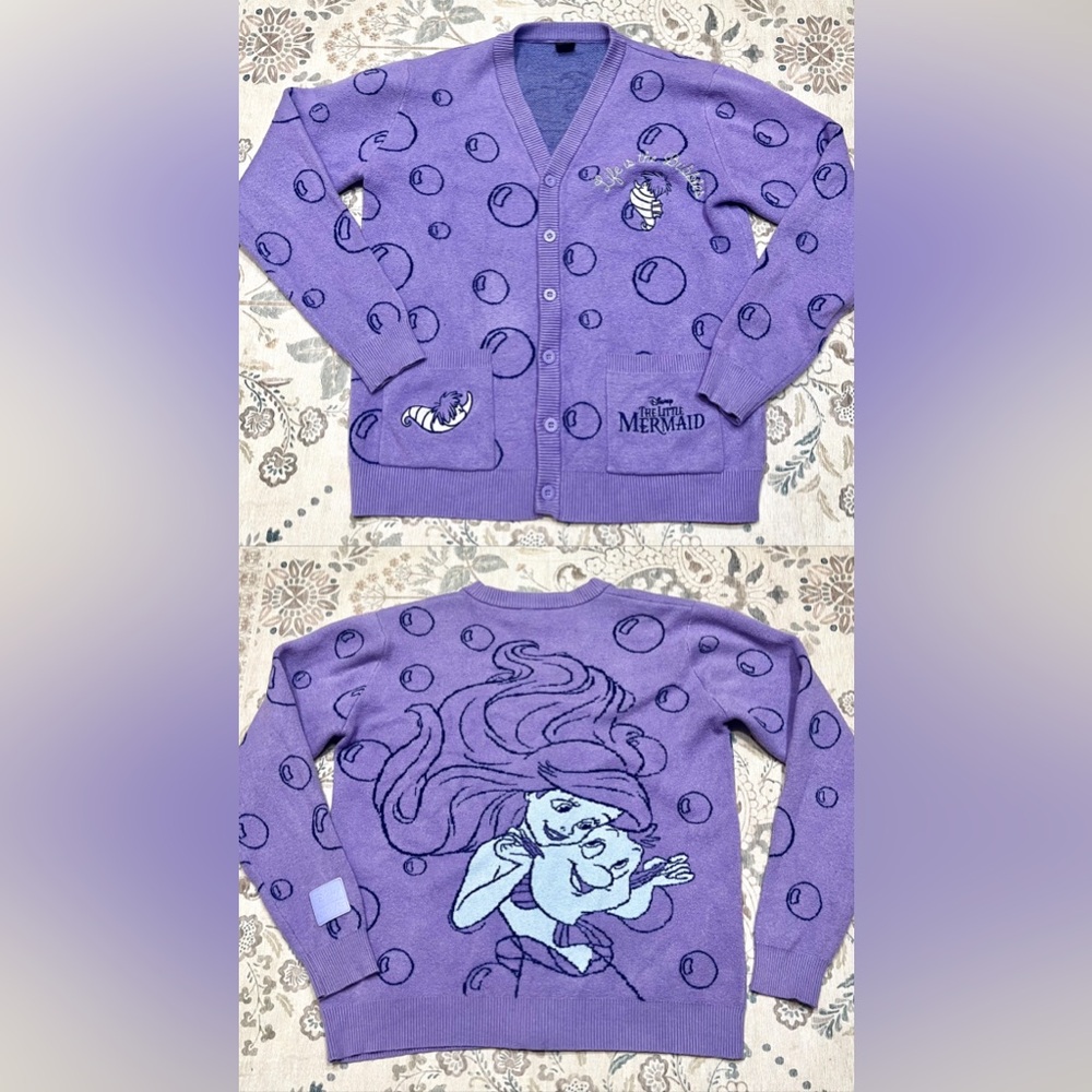 Disney Cakeworthy The Little Mermaid Lavender Purple Cardigan Medium